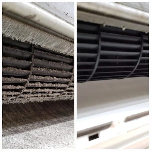 Before and after a professional mini split cleaning by Mini Split Repair NJ in New Jersey